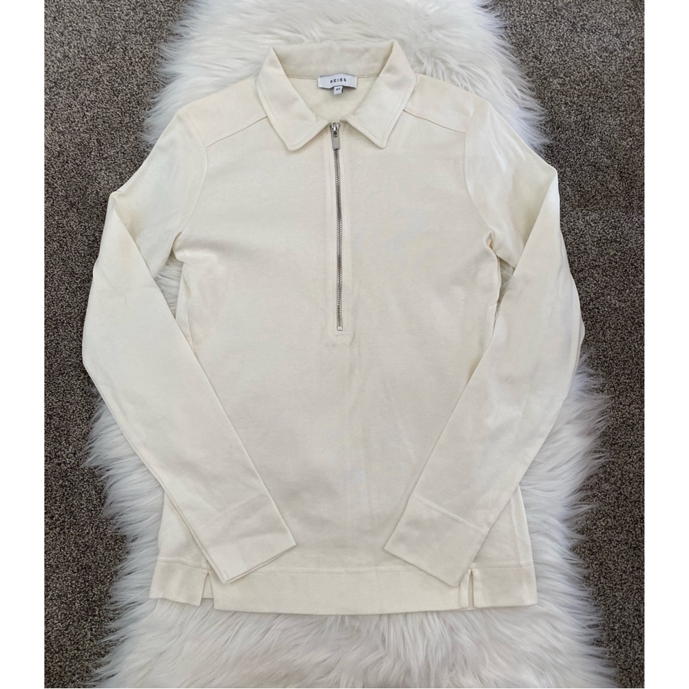 Reiss 100% Cotton Zipper Pullover Top - Picture 3 of 9